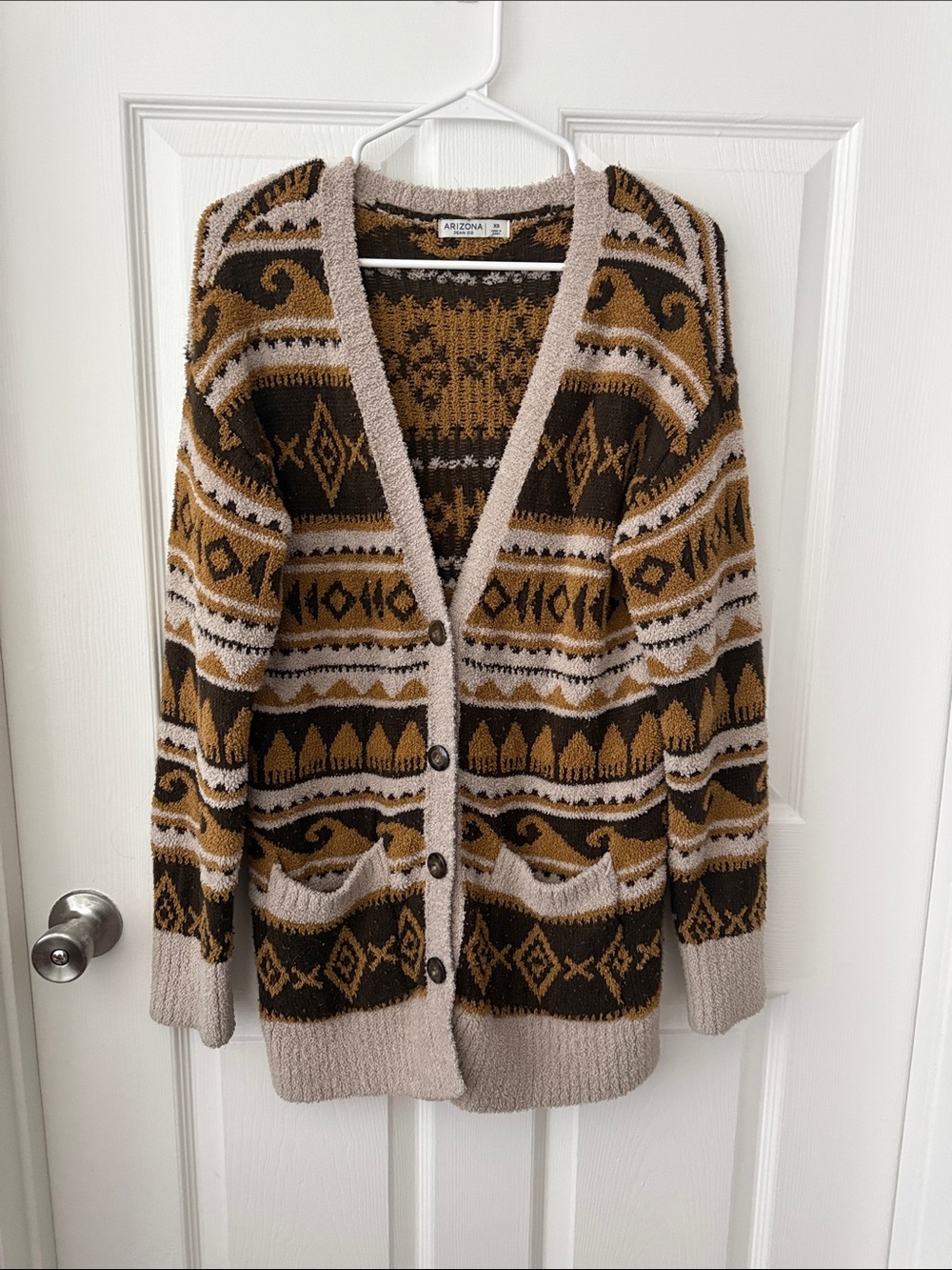 Aztec pattern chunky cardigan